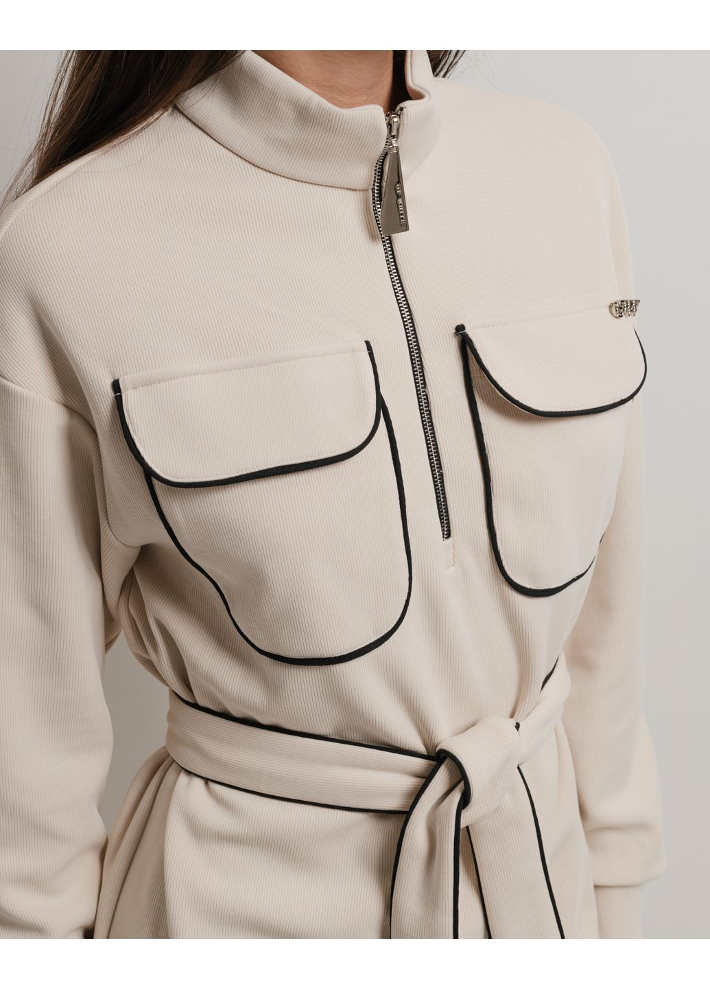 Молочное кэжуал платье осеннее молочное Of White