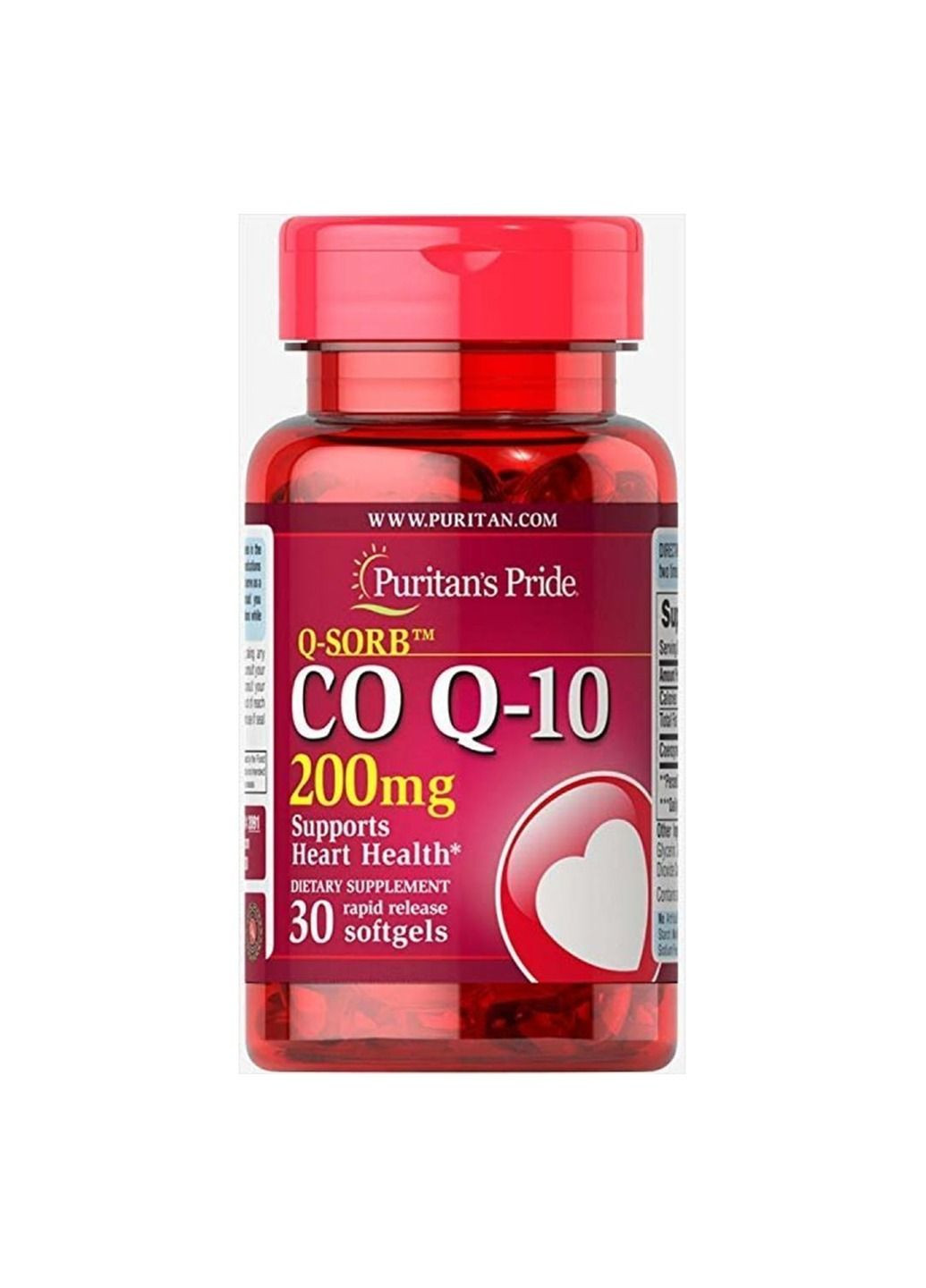 Коензим серця та серцево-судинної системи Q-SORB™ Co Q-10 200 mg - 30caps Puritans Pride (366031526)