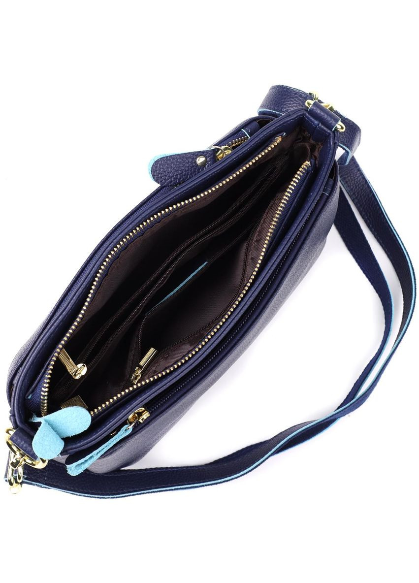 Сумка крос-боді через плече жіноча з натуральної шкіри середня Синій 38279 Vintage (355245163)