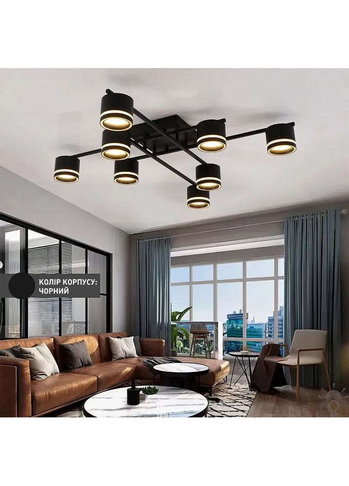 Люстра GELA 8R 820x820x140 мм Чорна на 8 ламп GX53 ESLLSE (365650706)