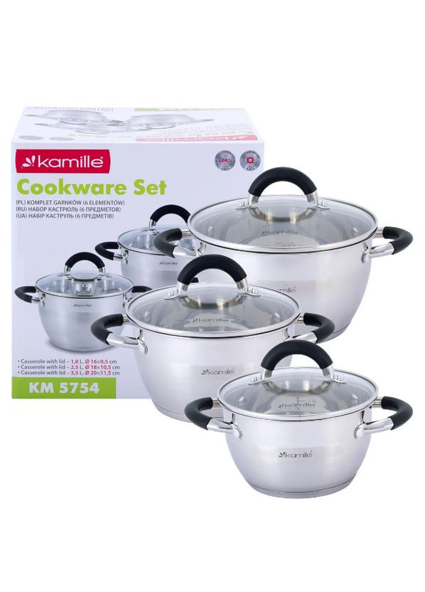 Набір каструль 6 предмета з нержавіючої стали KM-5754 Kamille (347602393)