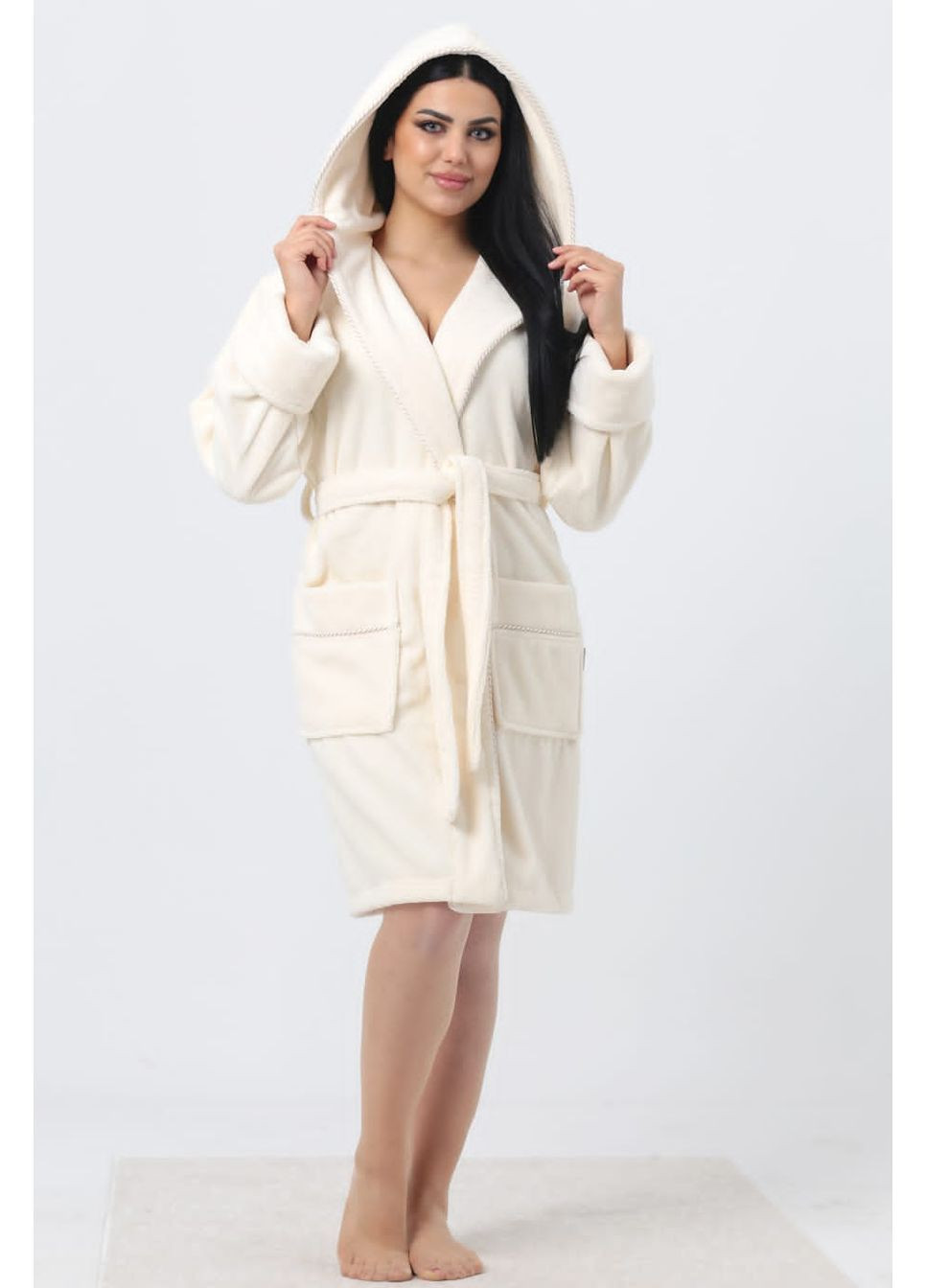 Халат жіночий бавовна/бамбук модель з капюшоном pudra, xxl Nusa 6915 (366036691)