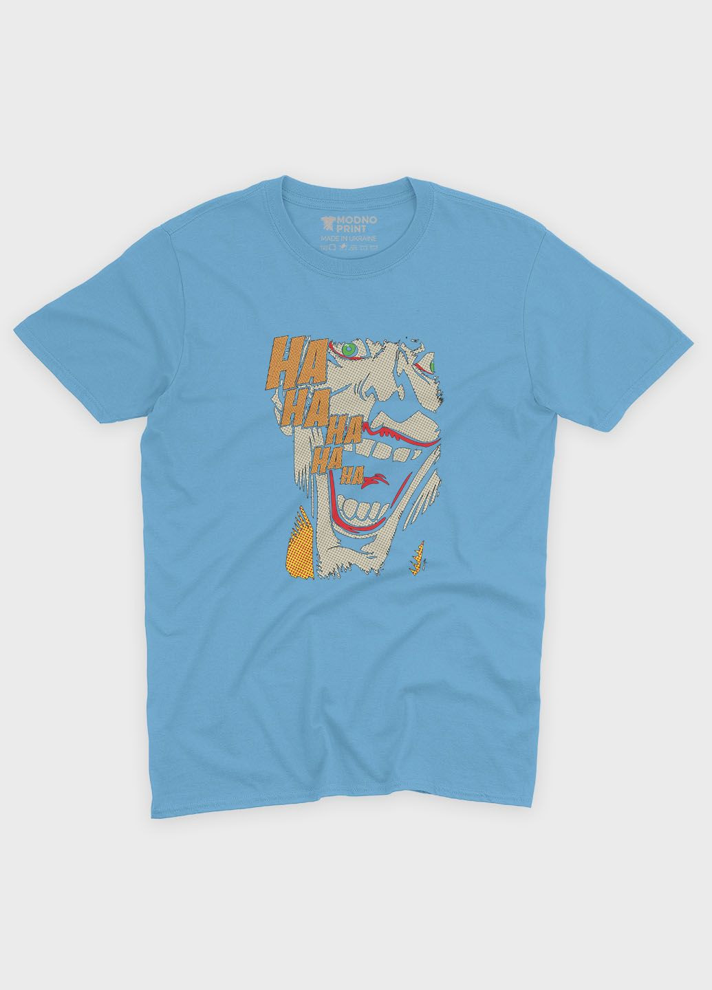 Голубая демисезонная футболка для мальчика с принтом супервора - джокер (ts001-1-lbl-006-005-007-b) Modno