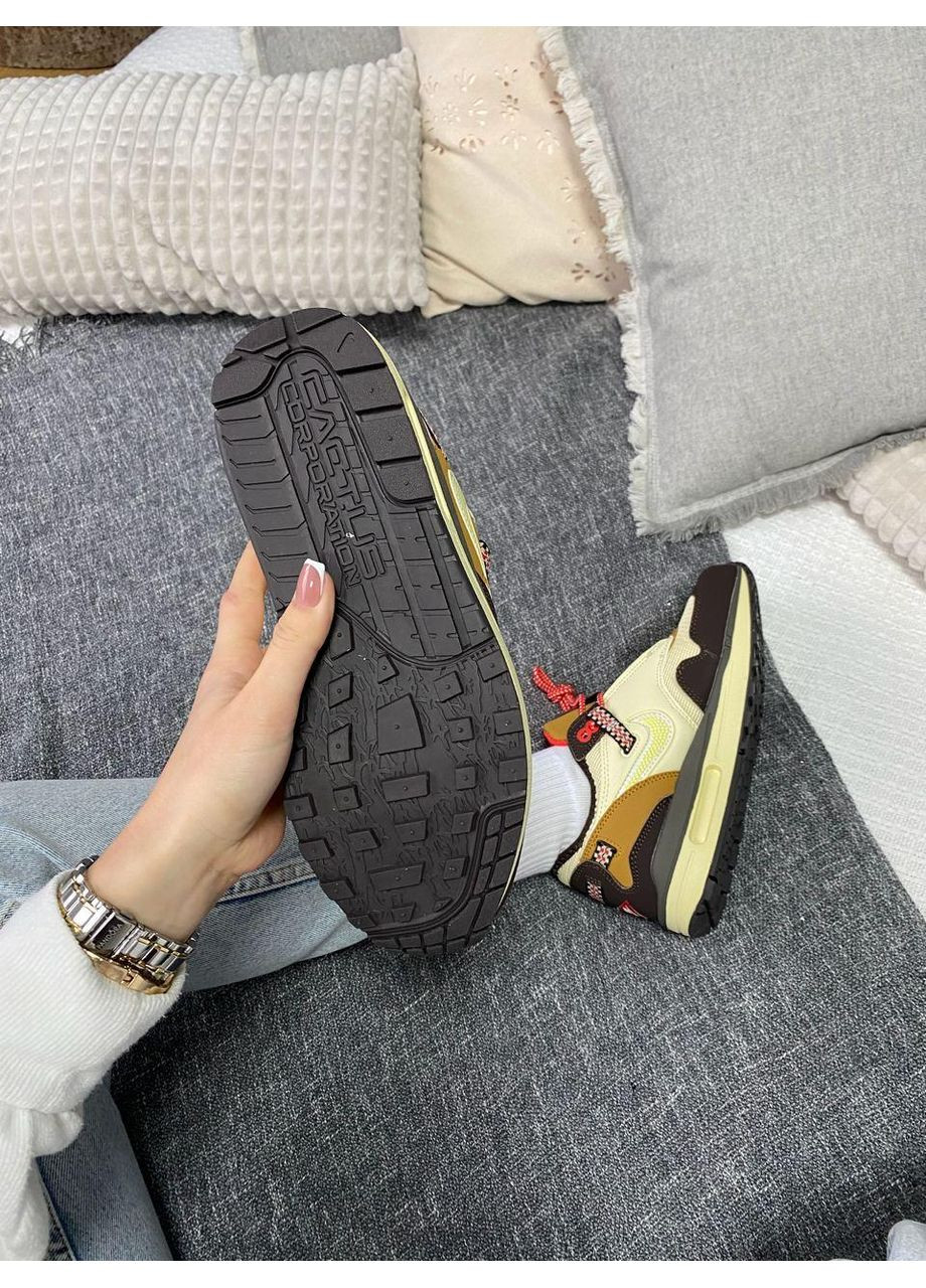 КРОССОВКИ ЖЕНСКИЕ NIKE AIR MAX 1 T.SCOTT CACTUS JACK B НАЙК АИР МАКС No Brand бежевые демисезоны (367169511)