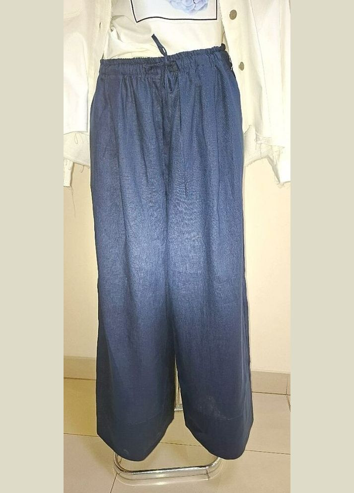 Штани жіночі сині лляні палаццо MKKS9070-1 KAPTSOVA (339869557)