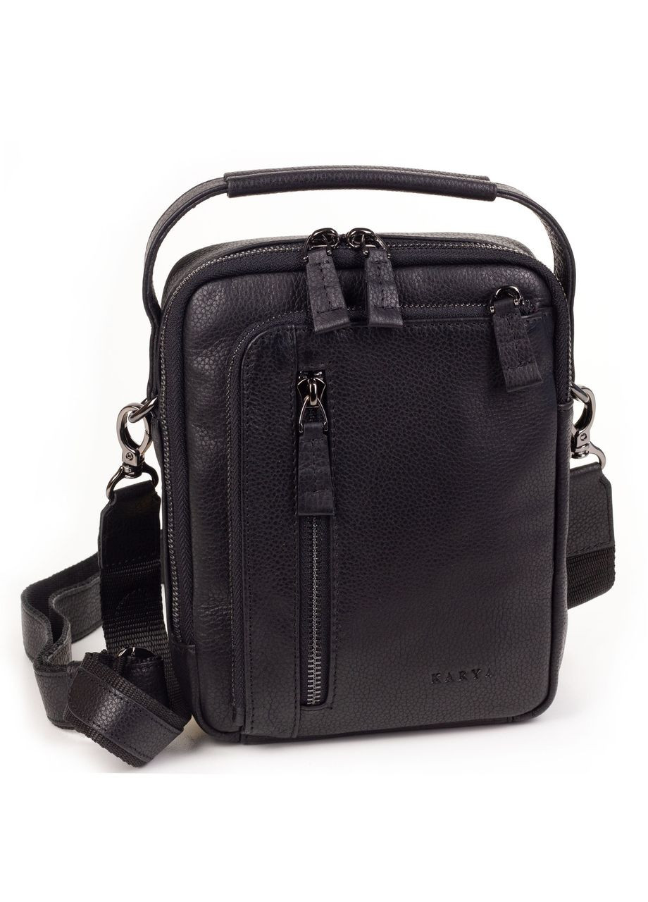 Чоловіча шкіряна сумка з ручкою 0875-45-1 чорна Karya (261486660)