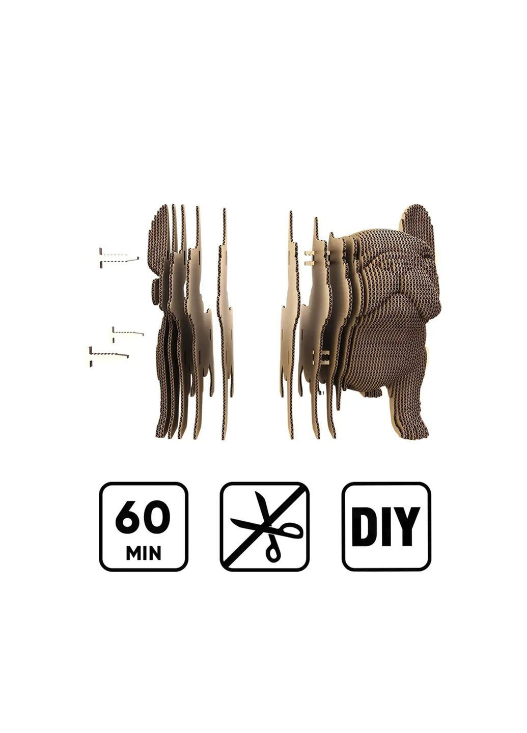 Картонный конструктор " 3D Puzzle BULLDOG PUPPY" цвет разноцветный ЦБ-00278676 Cartonic (365699762)