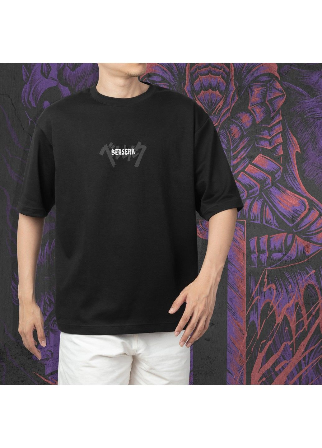 Чорна футболка з принтом берсерк - гатс і гріффін bw No Brand