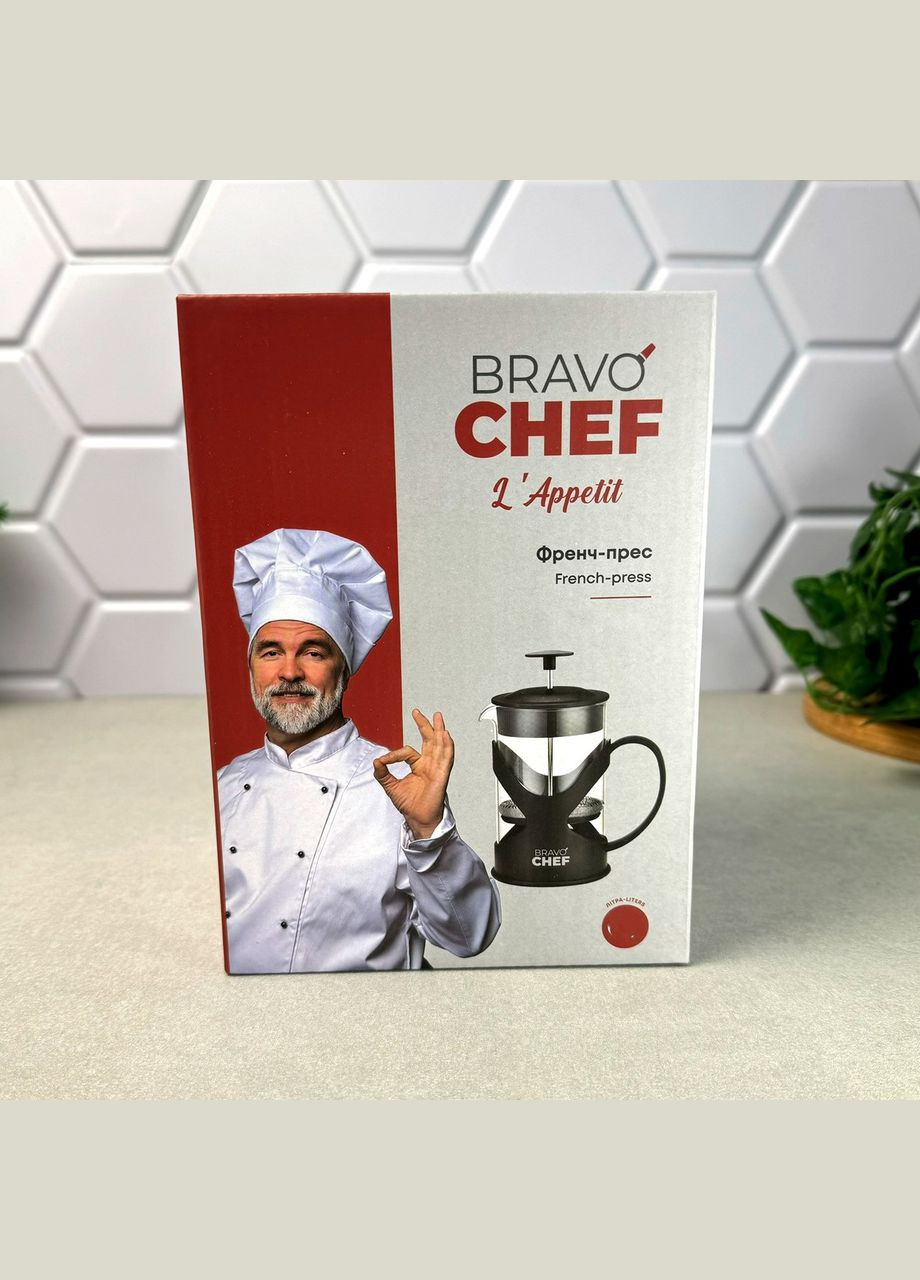 Френч-пресс 800 мл для кофе и чая с мерной ложкой, Bravo (303209537)