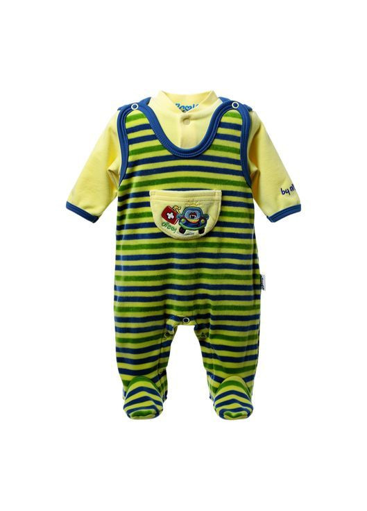 Дитячий велюровий костюм (кофточка + повзунки-комбінезон) Різнобарвний (0246) Nicol (370755246)