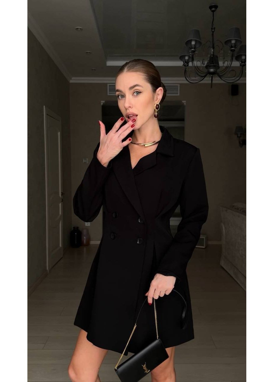 Чорна святковий сукня-піджак 🤍 заміри в описі сукня-жакет DK/DL Мода без кордонів однотонна