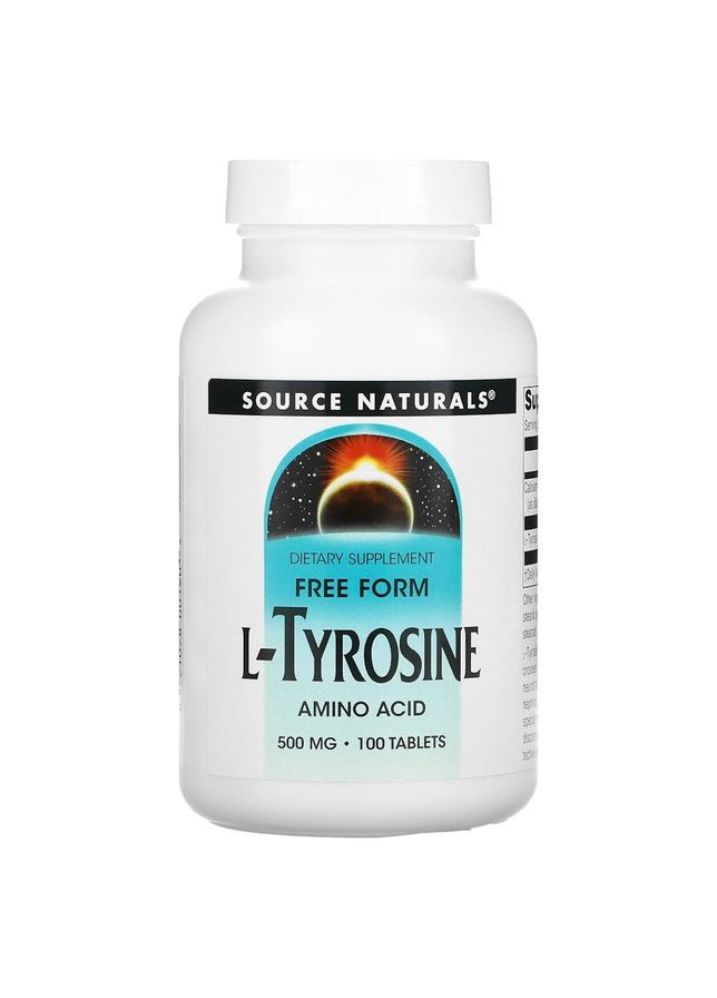 L-тирозин L-Tyrosine 500 mg, 100 таблеток для концентрації уваги Source Naturals (322292861)