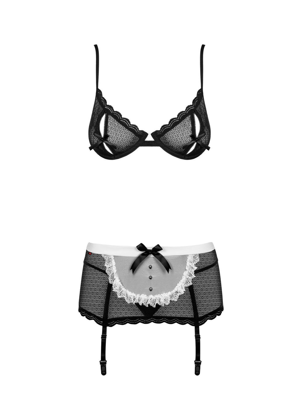 Еротичний костюм покоївки Maidme set 5pcs чорно-білий - CherryLove Obsessive (282958982)
