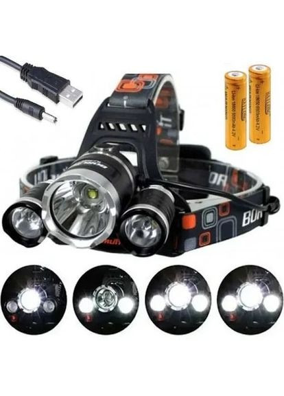 Ліхтар налобний акумуляторний, ліхтарик на голову на батарейках кемпінг Police RJ-3000 T6 (303724664)