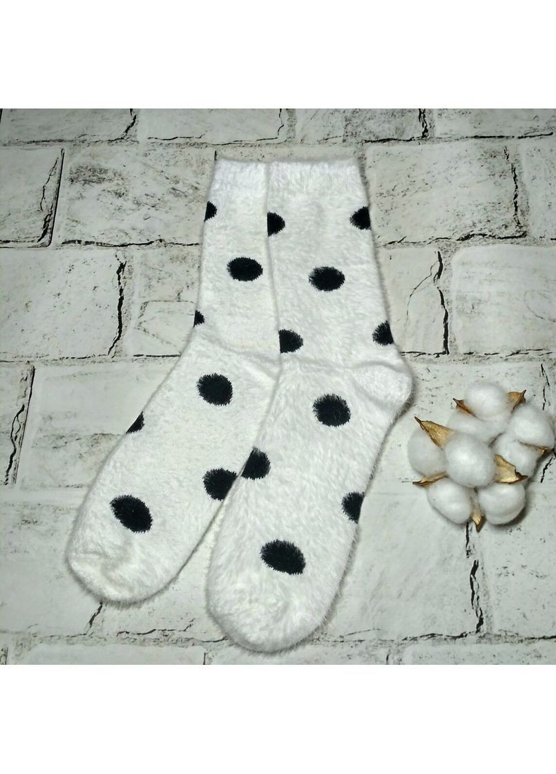 Белые носки женские теплые термоноски норка кашемир высокие горох 36-40р белые Шугуан горошки (365754467)