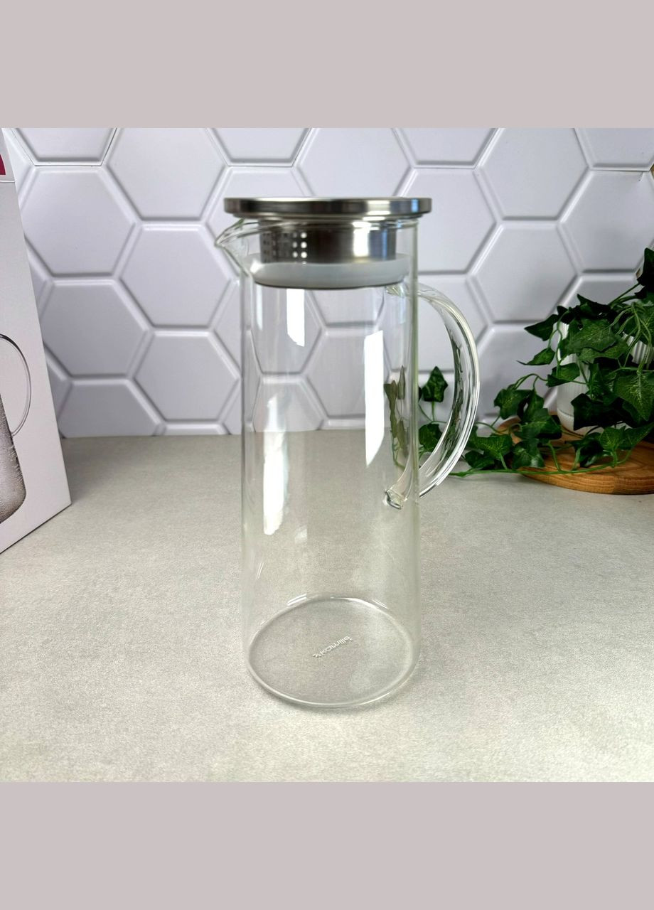Кувшин стеклянный с металлической крышкой-фильтром 1200 мл Kamille (335977161)