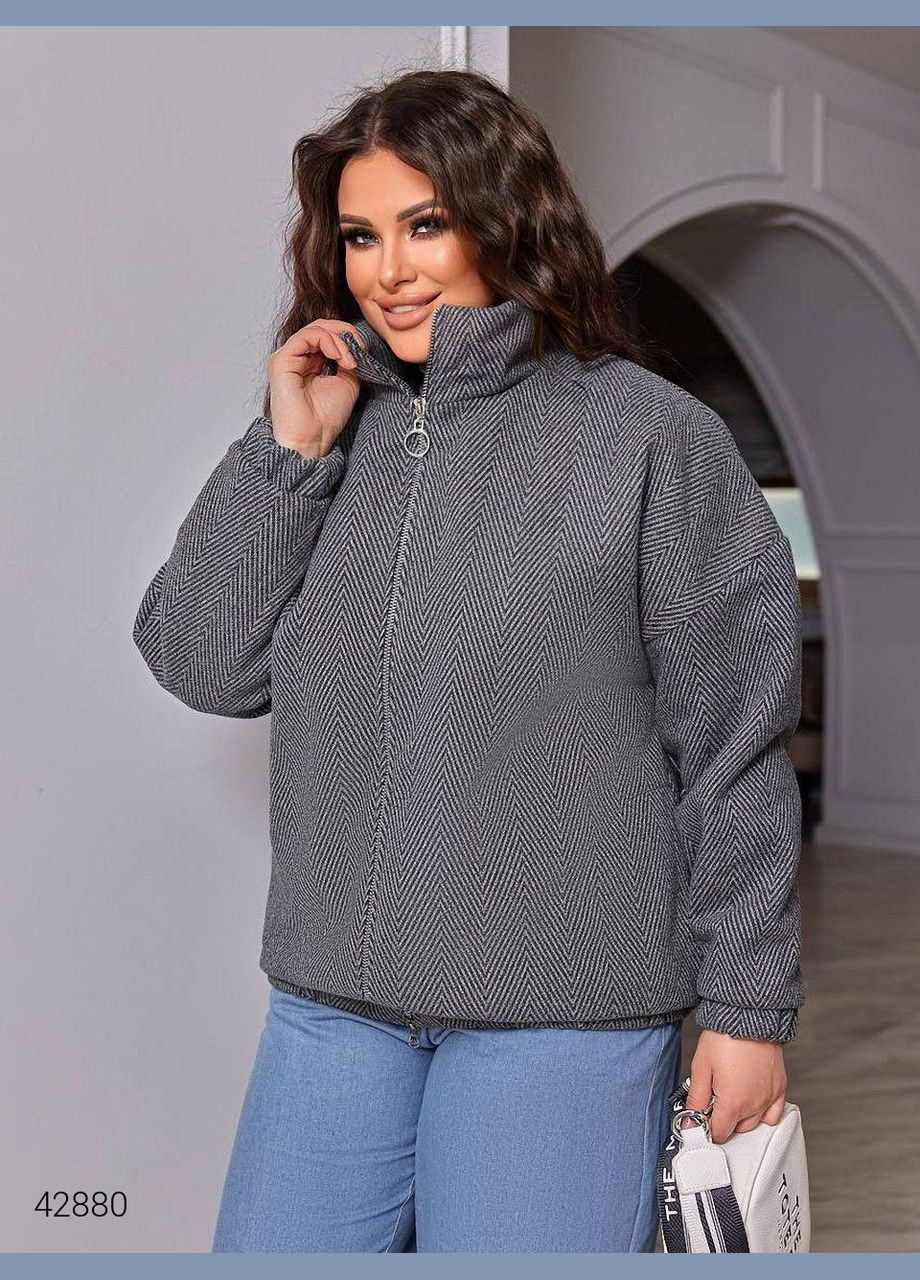 Серая демисезонная женская куртка больших размеров Liton