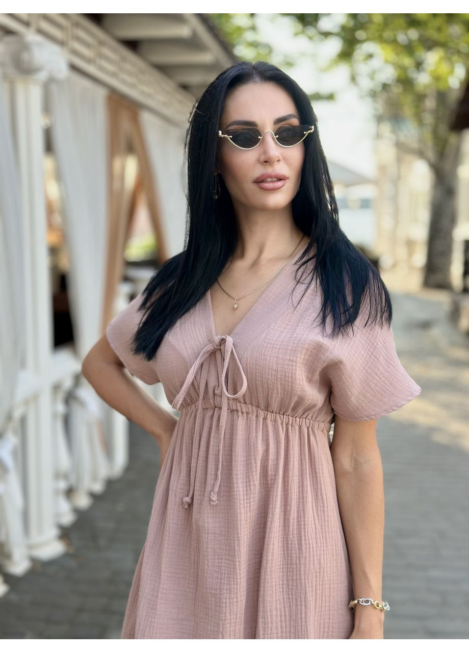 Кавова довга муслінова сукня Fashion Girl