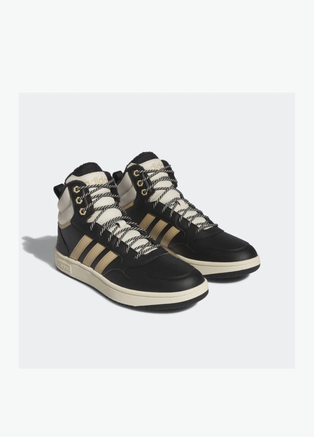 Темно-бежеві кросівки hoops 3.0 mid lifestyle basketball classic fur lining sportswear ig7927 adidas