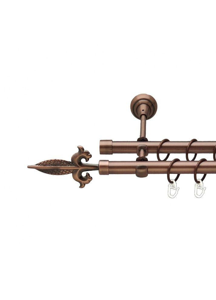 Карниз Генуя металевий дворядний відкритий гладка труба Мідь 19\19 мм 200 см (00-00012064) ORVIT (300284523)