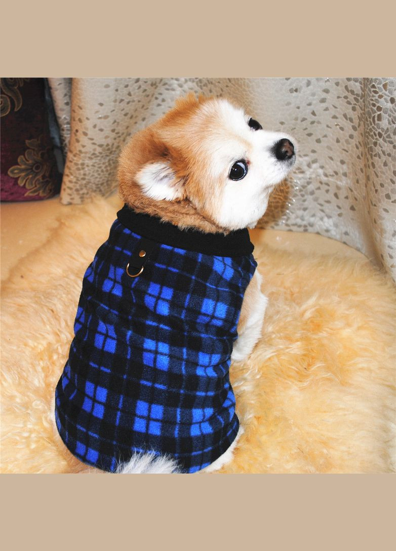 Жилетка для котів з кільцем Pet Style "Клітинка" Синя 2 XL No Brand - (323233156)