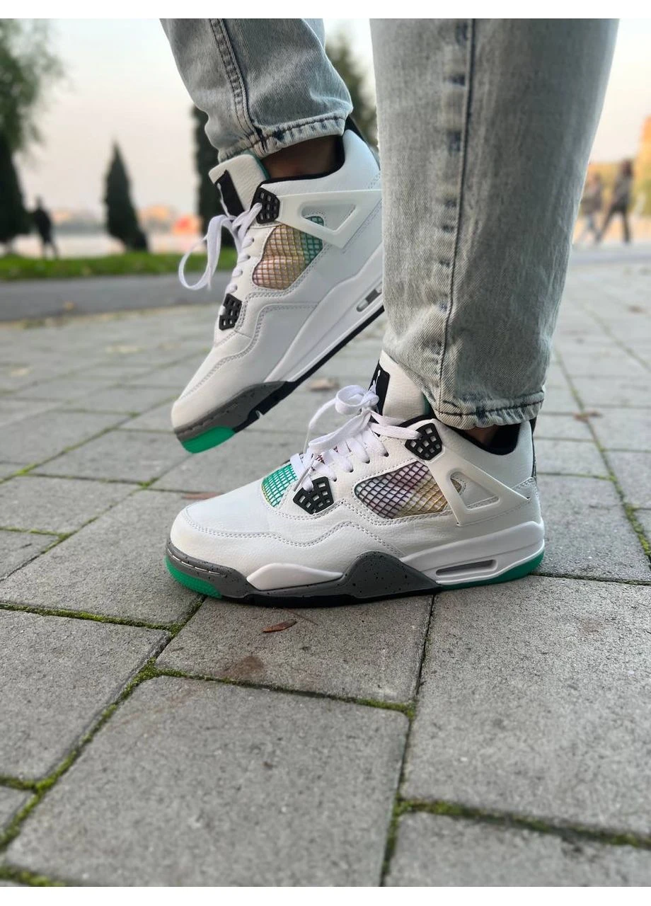 Зелені літні кросівки nike air jordan 4 retro lucid green rasta найк аір джордан зелені No Brand