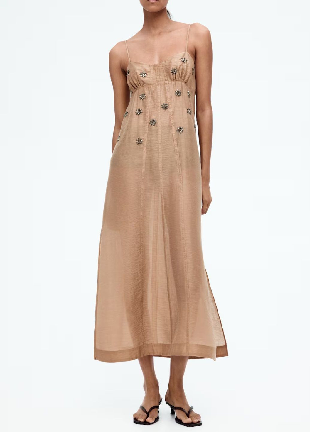 Темно-бежевое праздничный платье H&M однотонное
