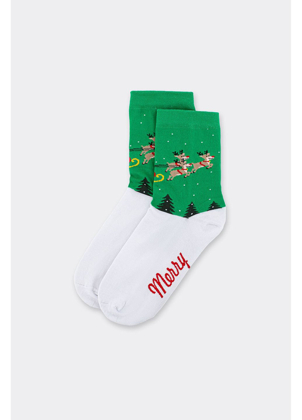 Зелені жіночі бавовняні шкарпетки Giulia новорічні (370626921)