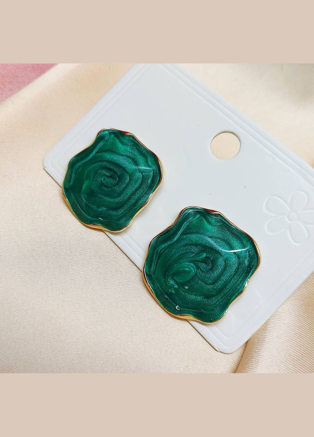 Сережки женские бижутерия Зеленые No Brand (336211408)