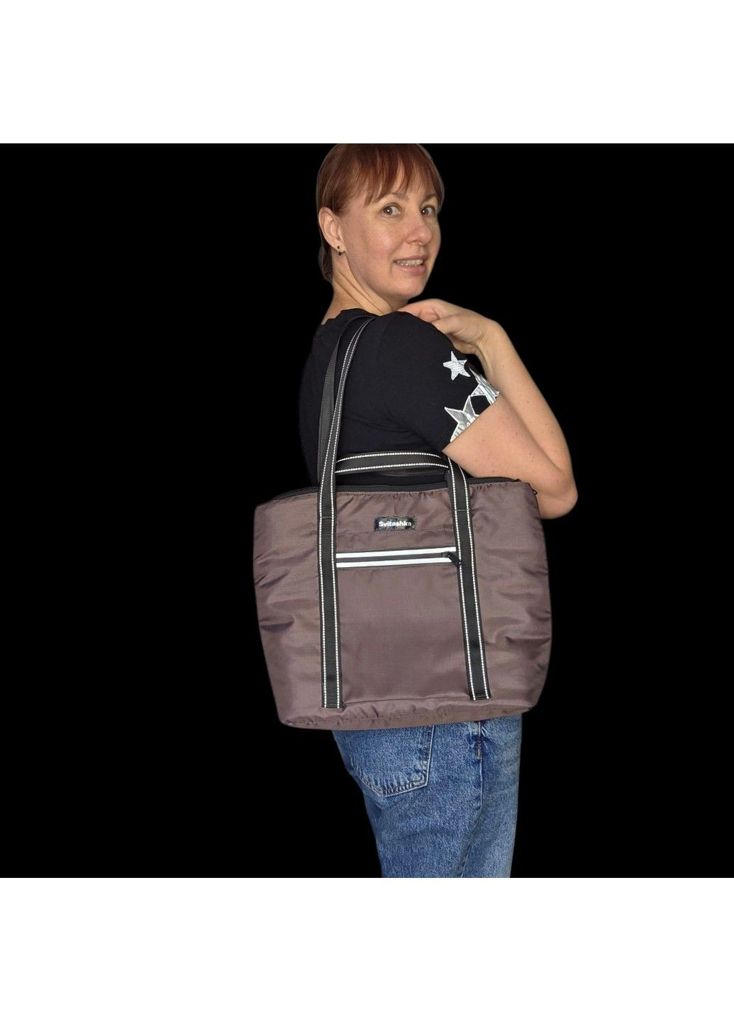 Светоотражающая сумка Svitashka коричневая, водонепроницаемая, ткань Оксфорд No Brand (347346482)