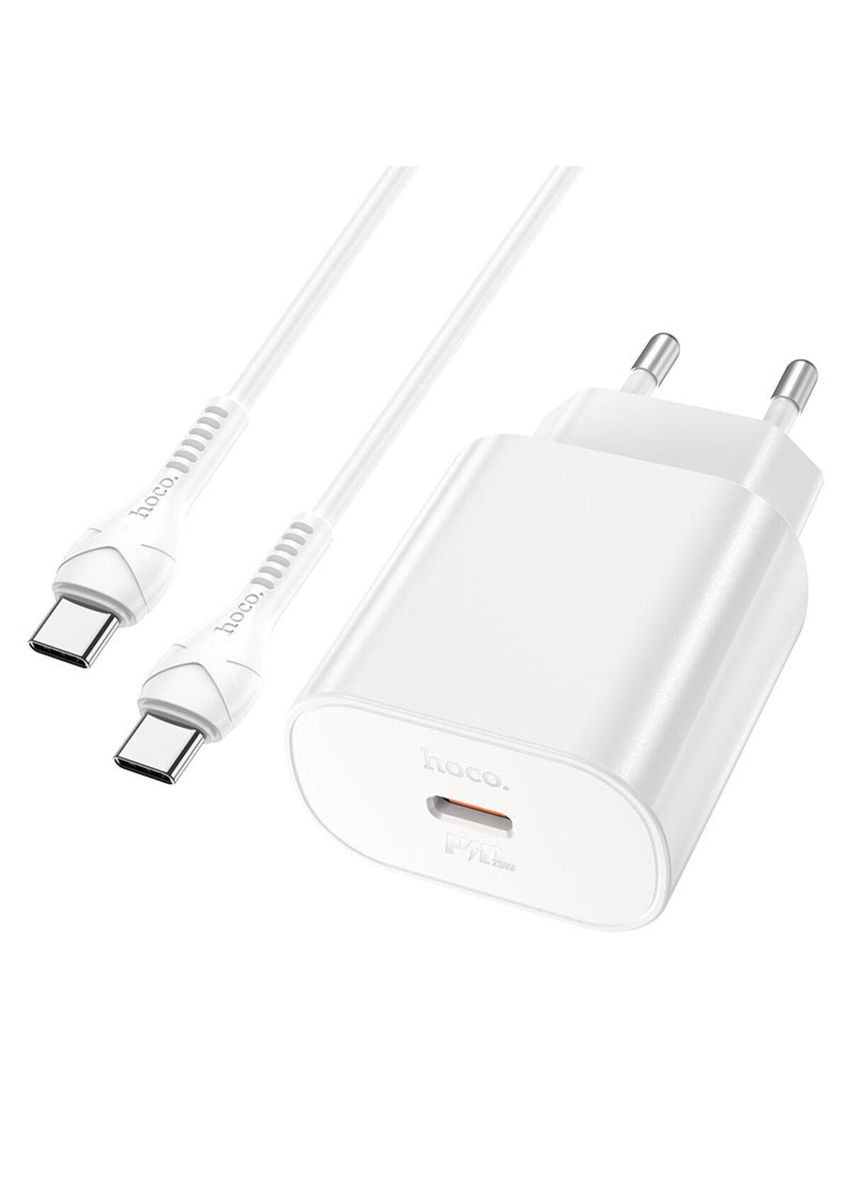 Мережевий зарядний пристрій N22 Jetta PD25W charger set(Type-C to Type-C)(EU) White Hoco (367724200)