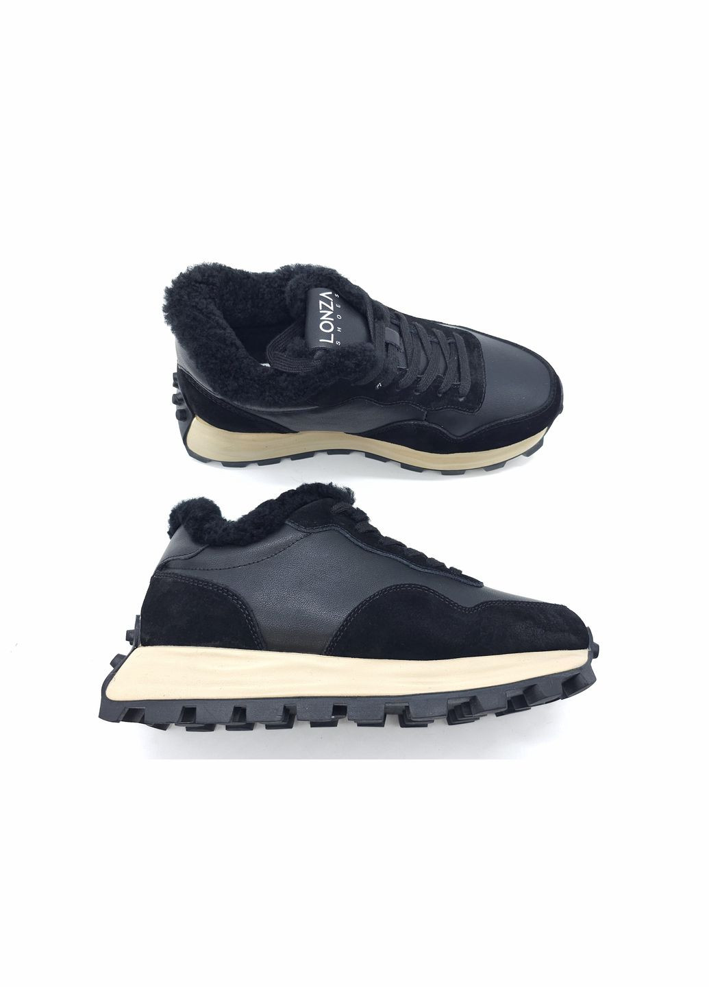 Черные всесезонные женские кроссовки зимние черные кожаные l-14-6 23 см(р) Lonza