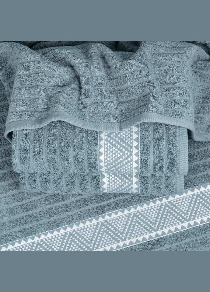 Махровий рушник для обличчя та рук Зіпп 50х90см 500г/м2 (Світлосірий) GM Textile сіро-синій