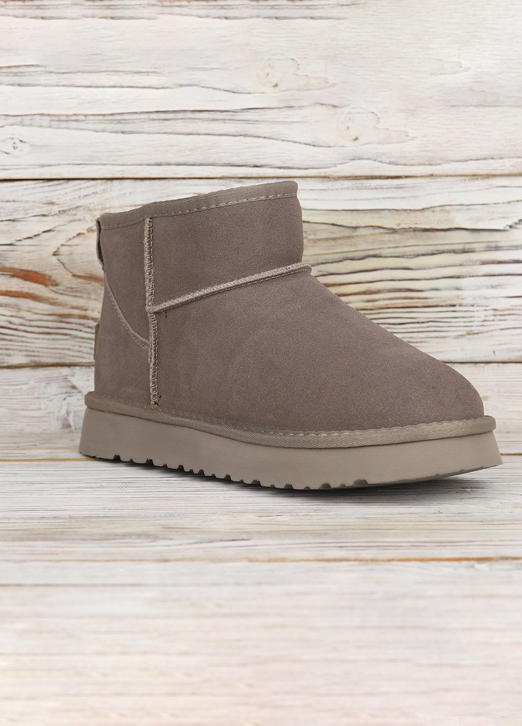 Жіночі уггі It ts сірі низькі зимові теплі замшеві уггі з хутром на низькій підошві для прогулянок ITTS (365301238)