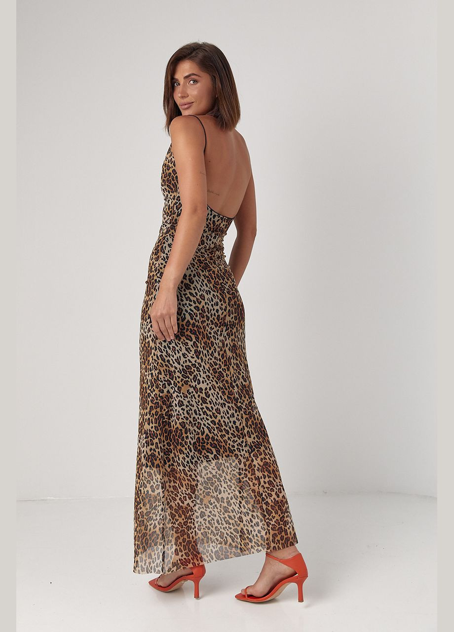 Летний женский леопардовый сарафан на бретелях с оголенной спиной 4675 Lurex леопардовый