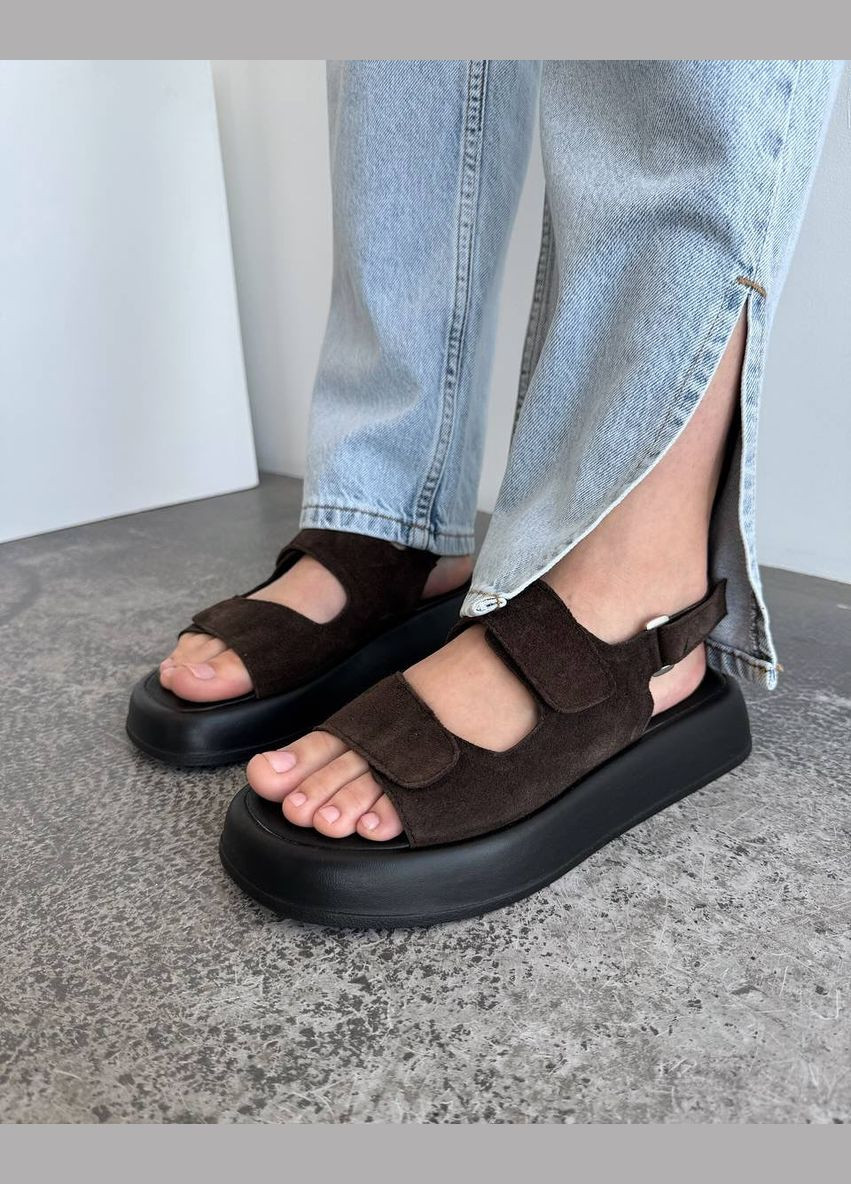 Коричневі босоніжки, коричневі замшеві босоніжки, шкіряні жіночі босоніжки Mermaid (335007475)