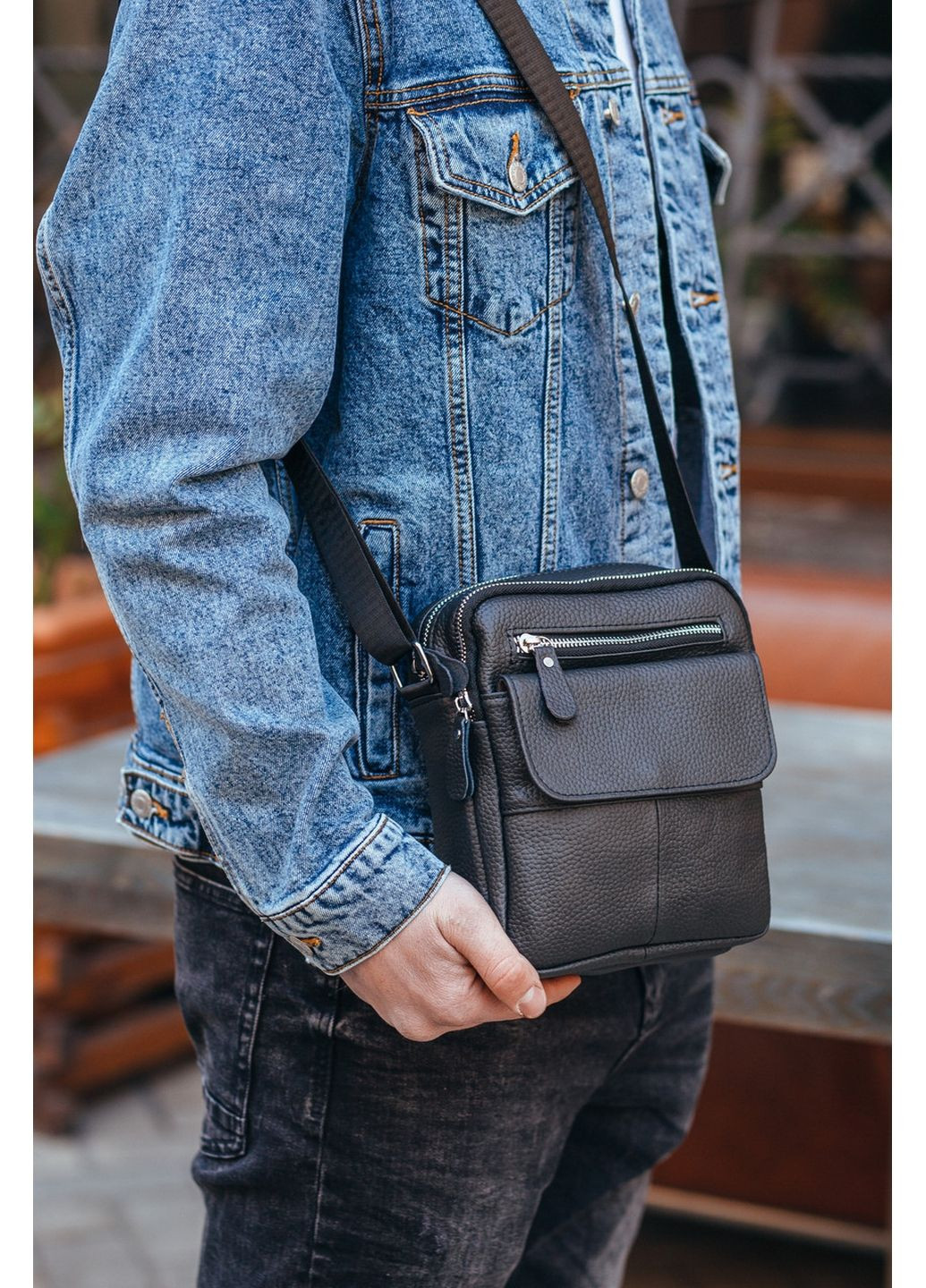 Мужская кожаная сумка через плечо 21х18х6 см Tiding Bag (315874192)