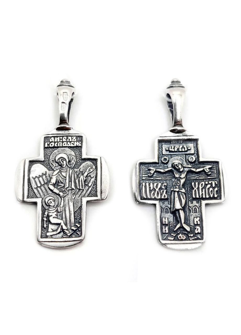 Крестик ангел хранитель серебро 925° 4,02г. личный оберег чернение (3547) Elis-s (365878321)