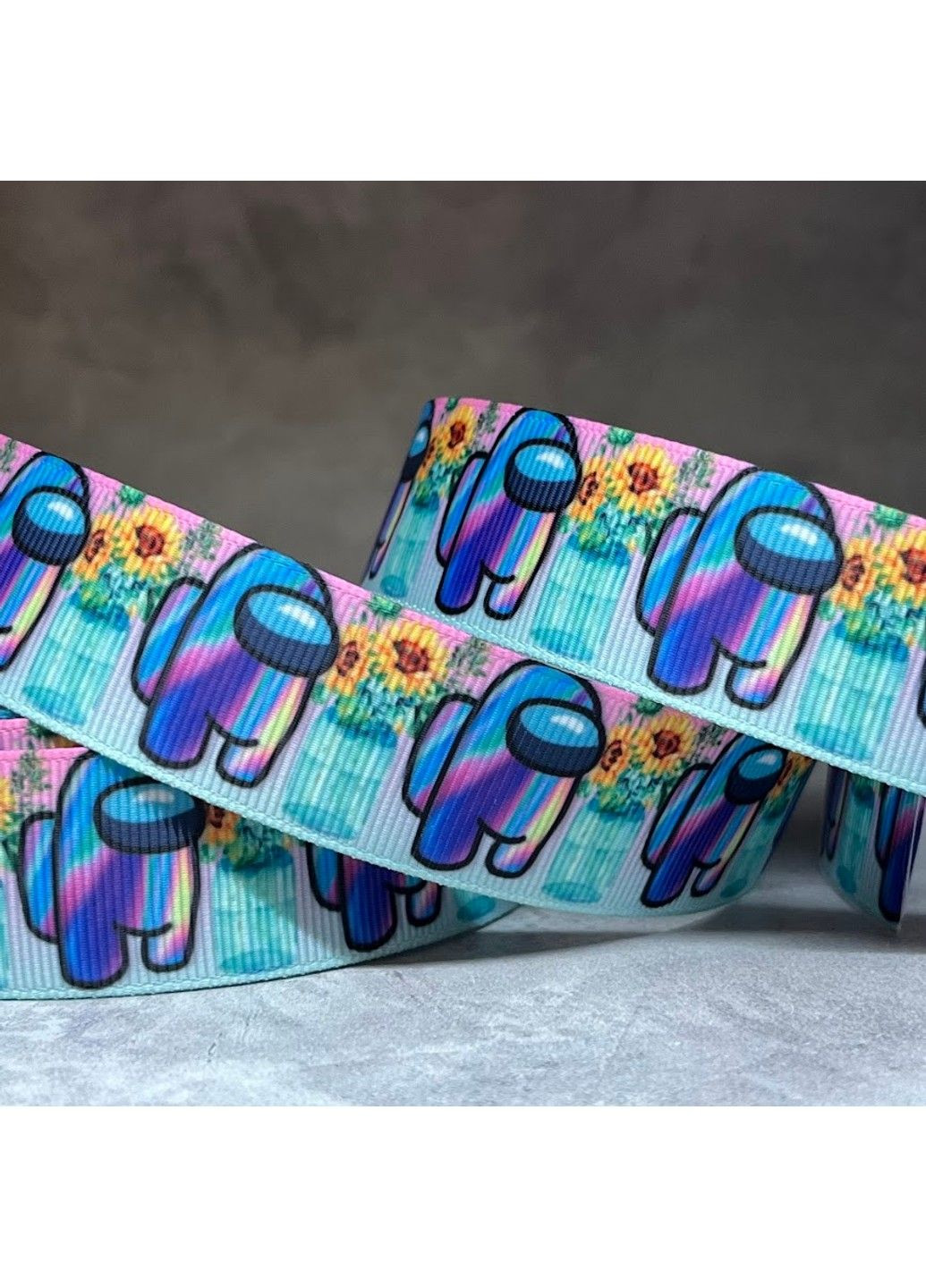 Репсова стрічка 2,5 см Амонг ас \бірюзово-рожевий мікс, арт 011543, 1 метр No Brand (315723611)