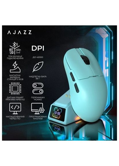 Мышка (AJM159-A-BLUE) Ajazz AJ159 APEX Wireless/Bluetooth/USB Blue (366992034)