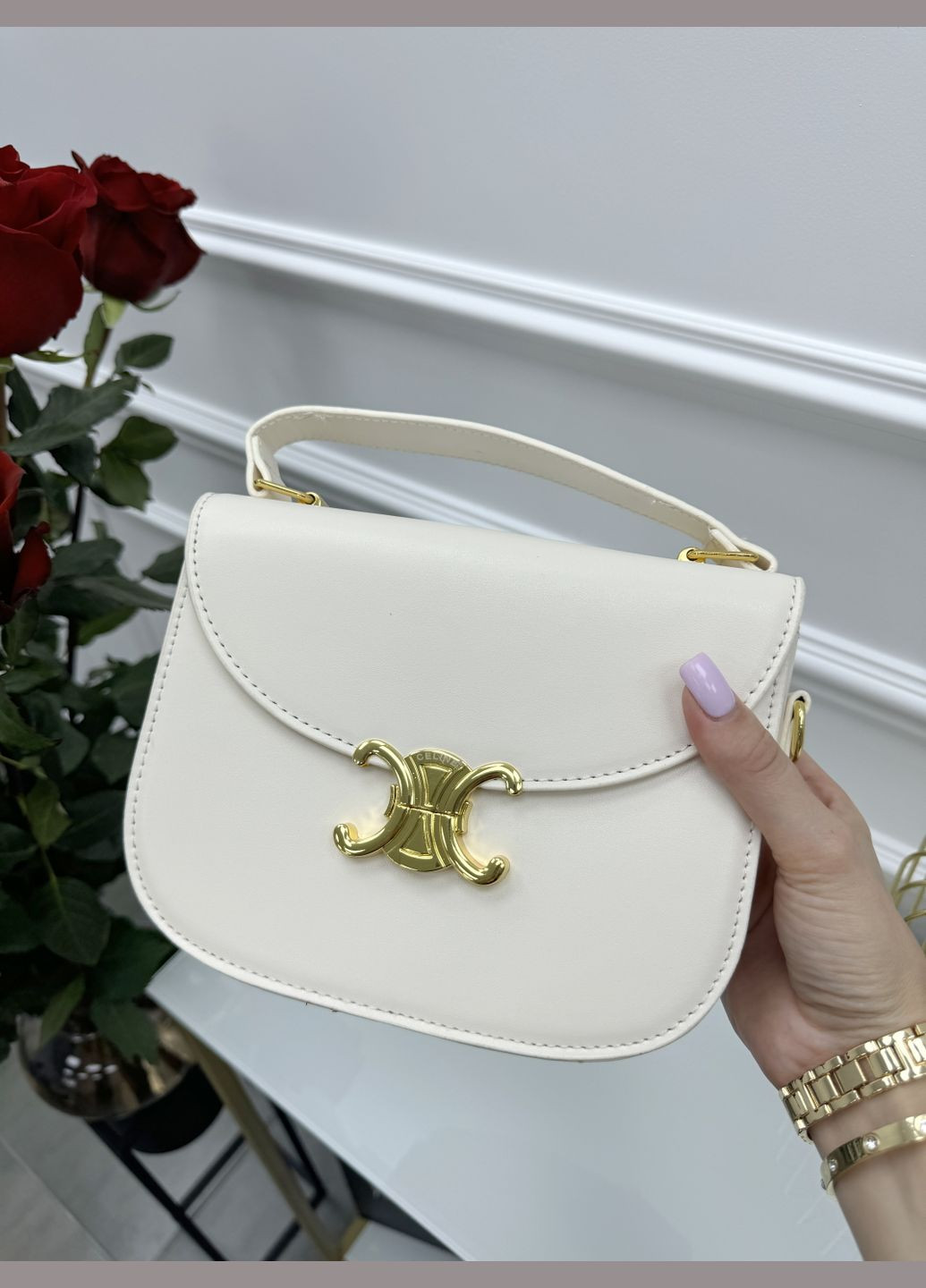 Cумочка жіноча Ceлін через плече (білий колір) No Brand (322605027)