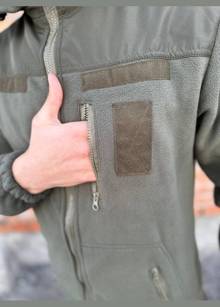 Флісова кофта хакі з капюшоном No Brand (317042113)