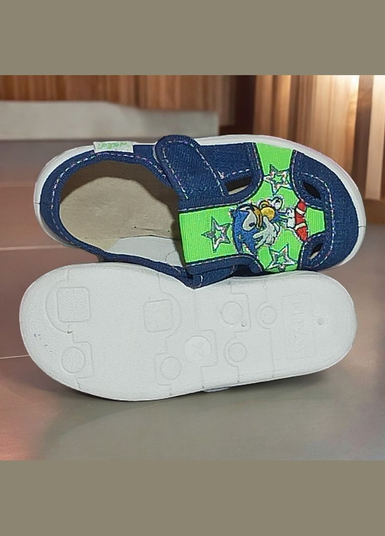 Синие ортопедические закрытые тапочки на липучке сменка в садик для мальчика валди Waldi