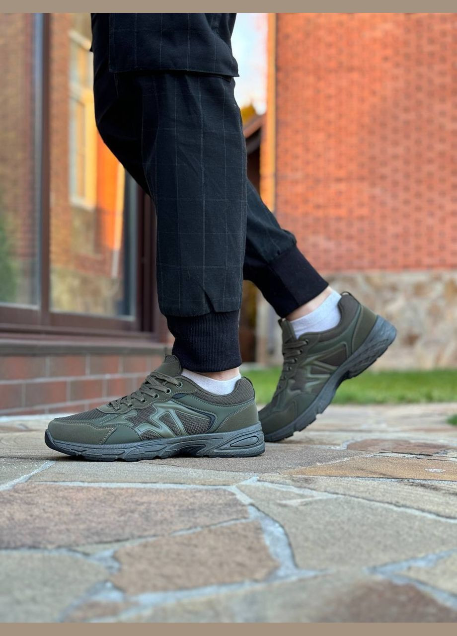 Сіро-зелені Осінні кросівки чоловічі No Brand