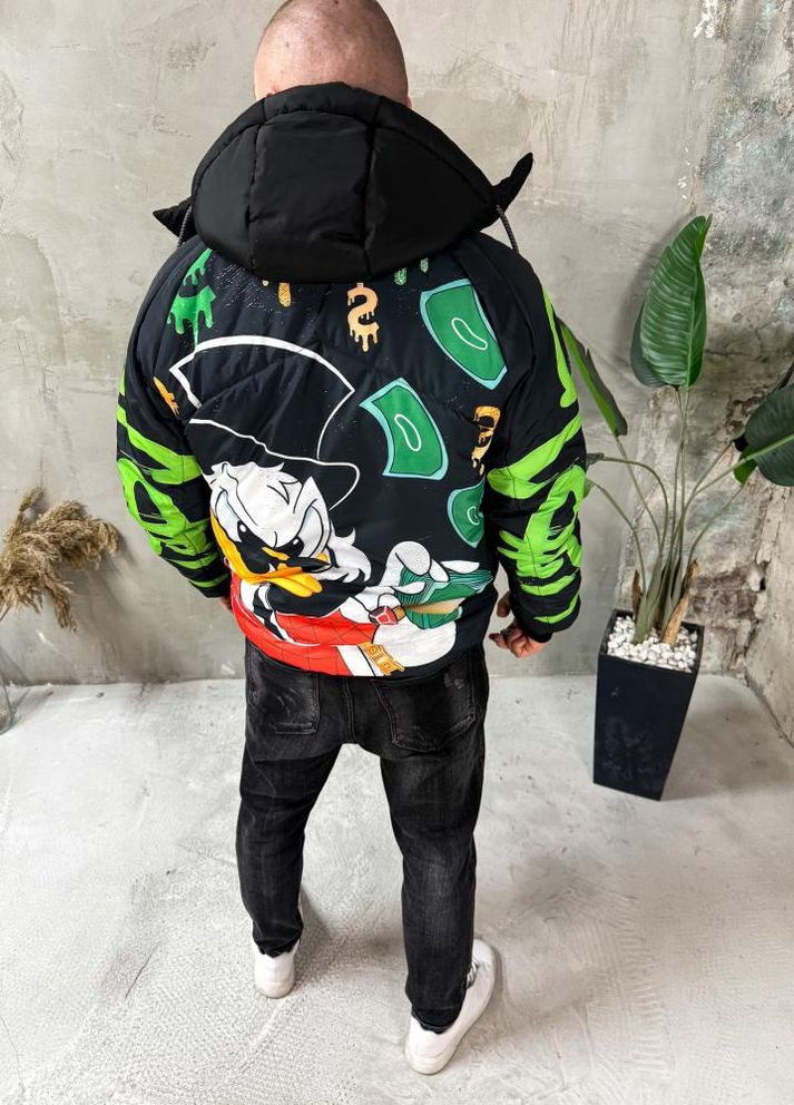 Черная зимняя зимняя куртка с съемным капюшоном No Brand