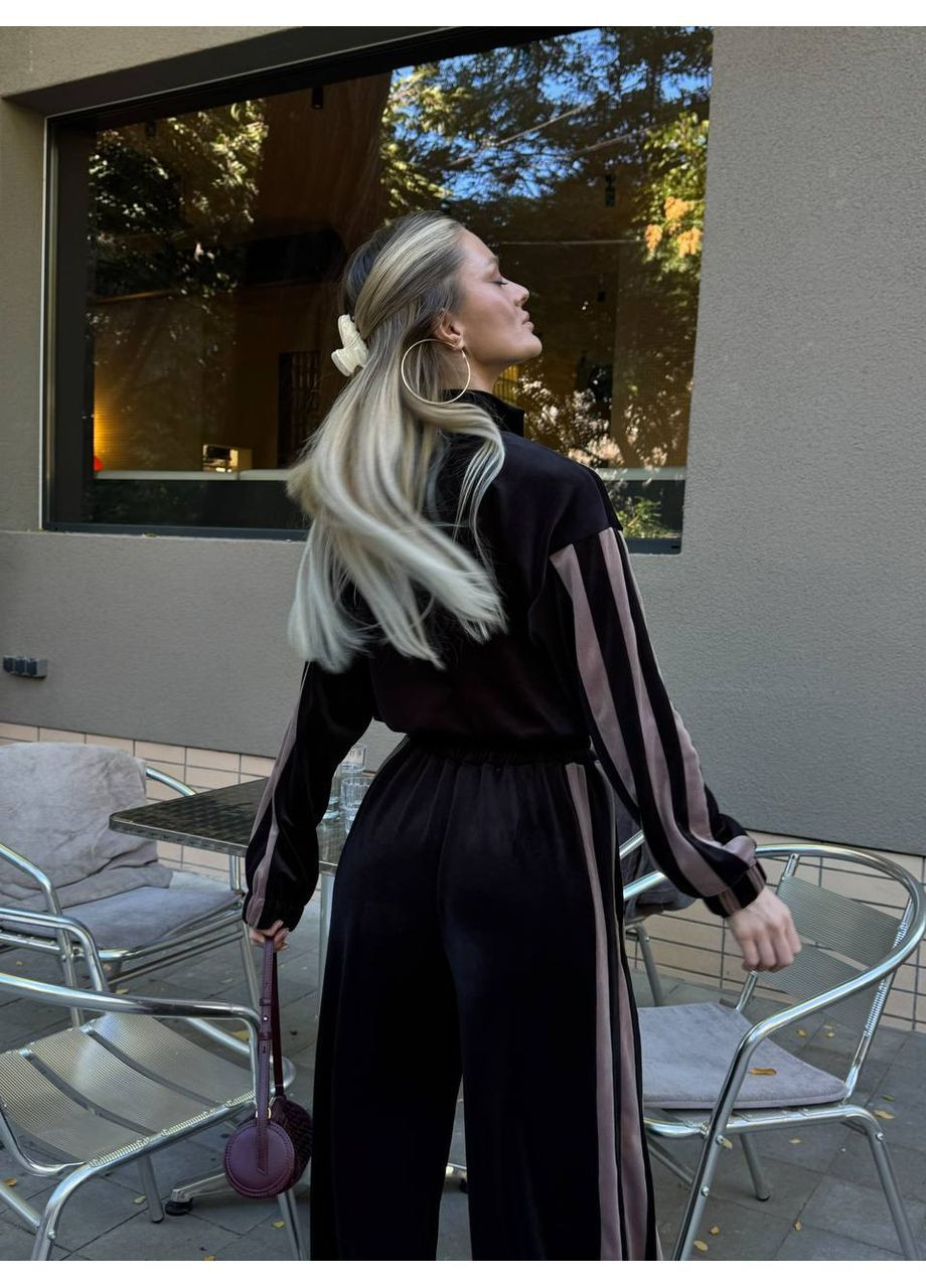 Трендовий костюм жіночий теплий оверсайз велюр плюш графіт No Brand (362411258)