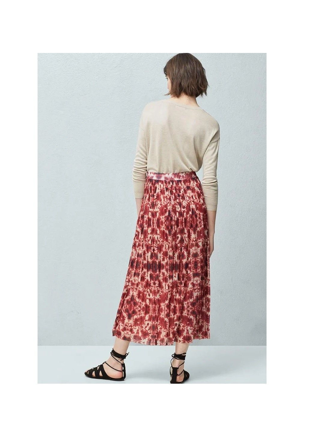 Красная градиентной расцветки юбка Mango