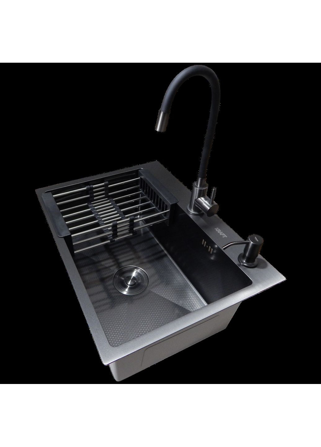 Комплект кухонной мойки NANO BLACK PVD HS60*45 (3.0/1.0 мм) декор Kraft (365264921)