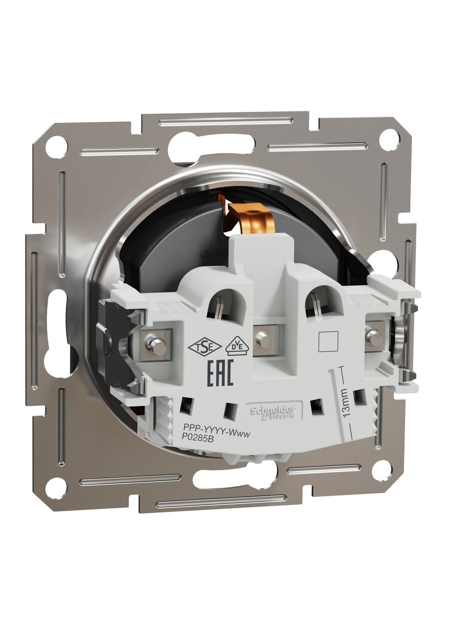 Розетка з заземленням, Антрацит, Asfora, EPH2900171 Schneider (372582386)