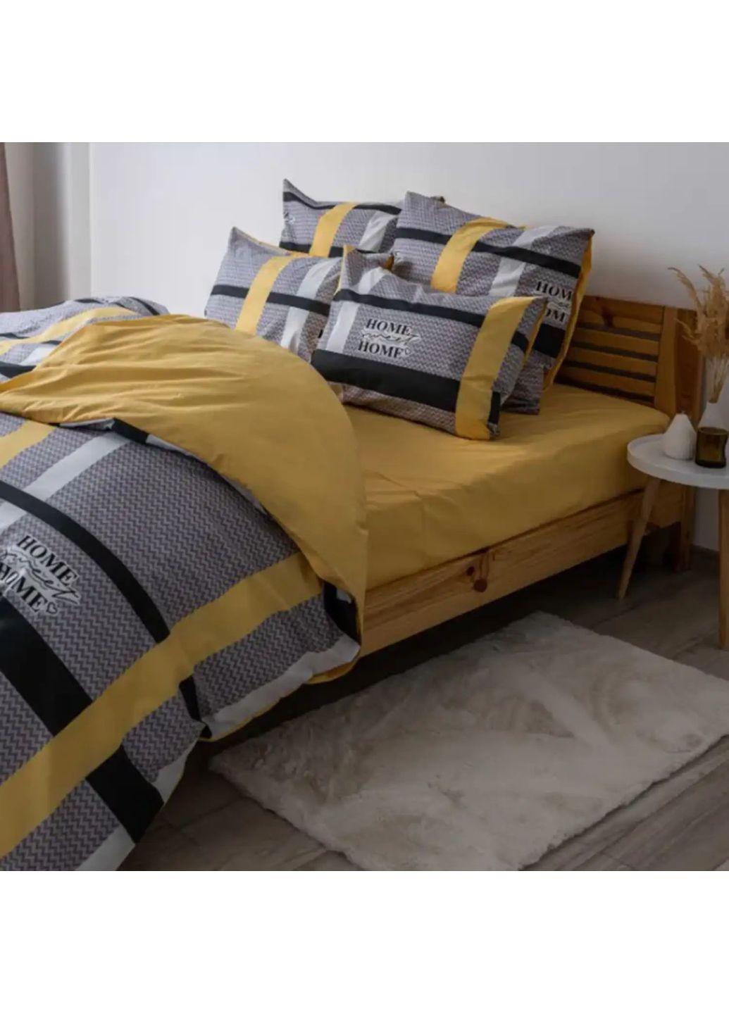 Євро комплект постільної білизни Бязь з наволочками 70*70 см, 115 гр/м2 Sunny Life Жовтий (19920200215) ТЕП (365851870)
